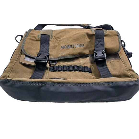 Mobile Edge Canvas Laptop Messenger Briefcase Crossbody Bag Brown School Carry - Picture 2 of 13